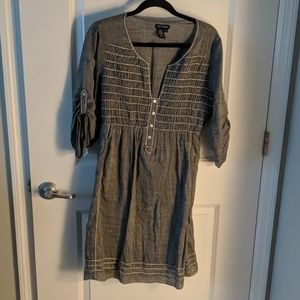 Grey linen l/s dress
